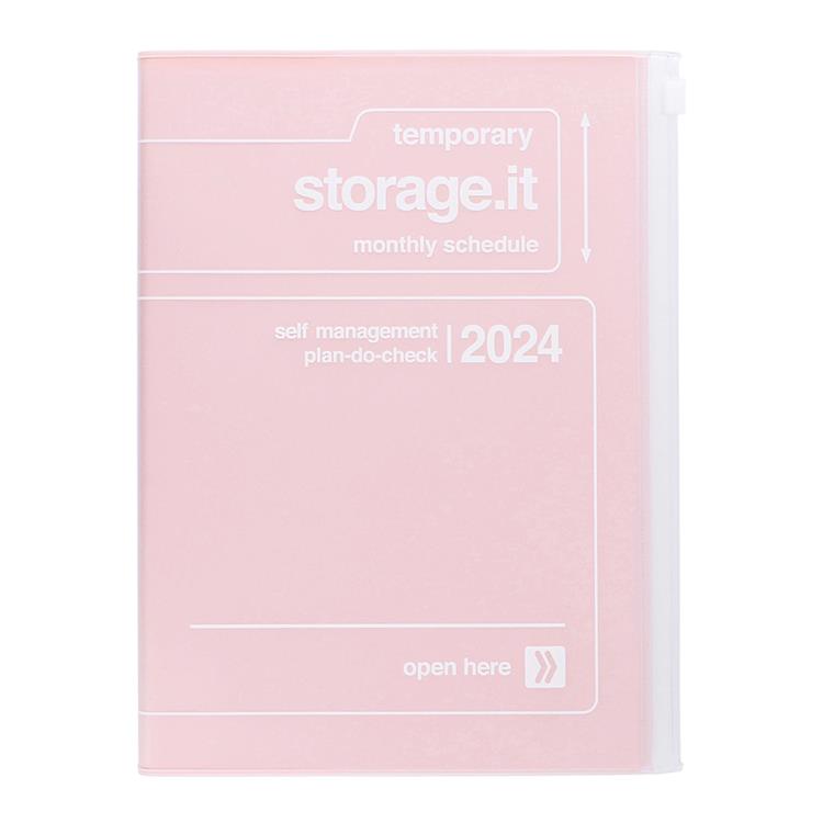 ２０２３年１２月始まり手帳　月間　Ａ５　ストレージイット　ピンク ピンク