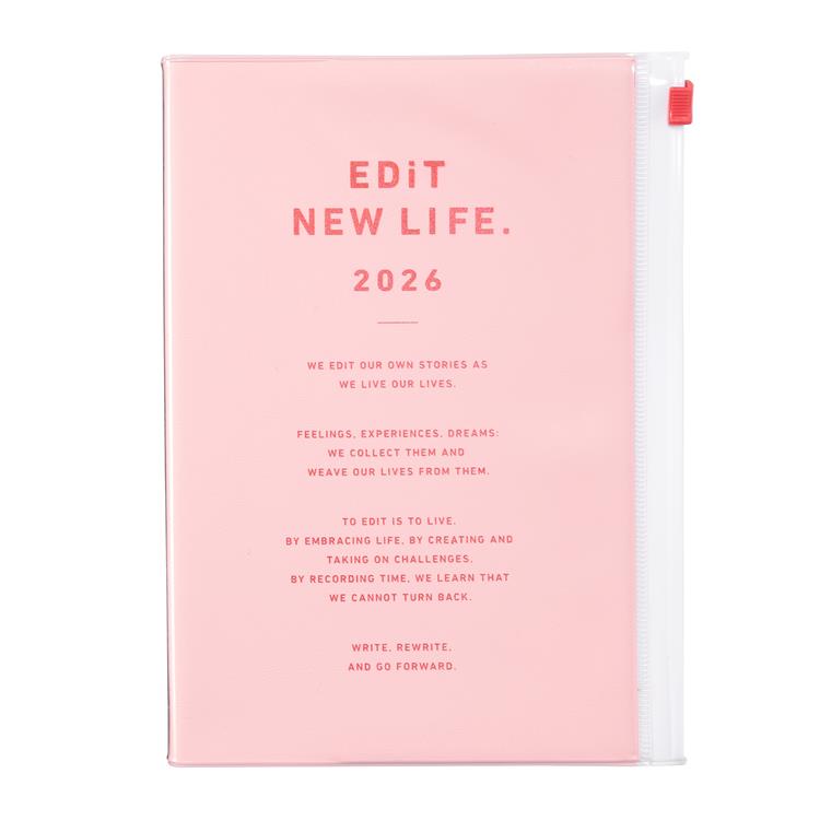 2026年4月始まり手帳 デイリー B6変形 EDiT タイポポケット ストロベリーミルク ストロベリーミルク