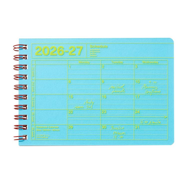 2026年4月始まり手帳 月間 B7変形 ノートブックカレンダー XS ブルー ブルー