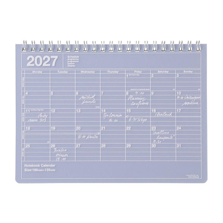 2027年1月始まり 月間 B6 ノートブックカレンダー S パープル パープル