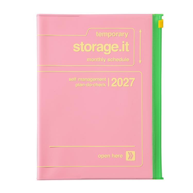 2026年12月始まり手帳 月間 A5 ストレージイット ビビッド ピンク ピンク