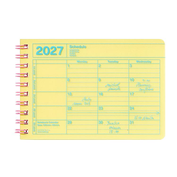 2027年1月始まり 月間 ノートブックカレンダー XS イエロー イエロー