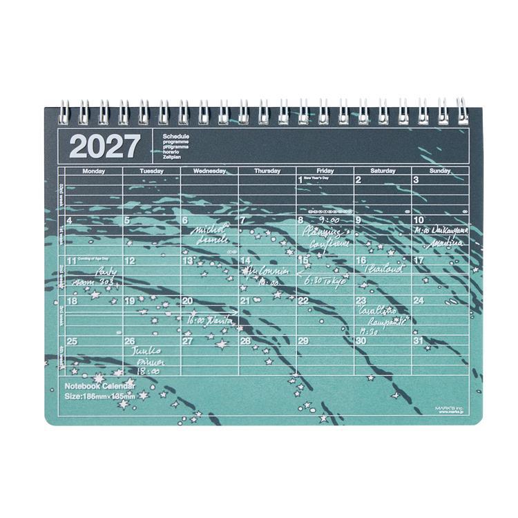 2027年1月始まり 月間 ノートブックカレンダー S 5dock ミント ミント