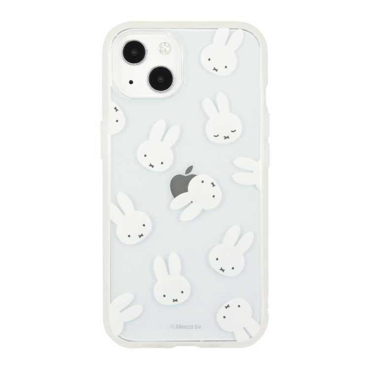 シルバー/レッド ミッフィー イーフィット クリア 総柄 iPhone13 iPhone用ケース