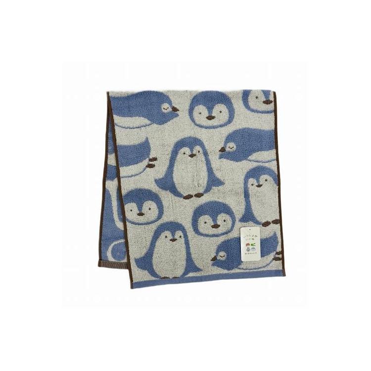 無撚糸 フェイスタオル アニマルフェイス 34×80cm ペンギン