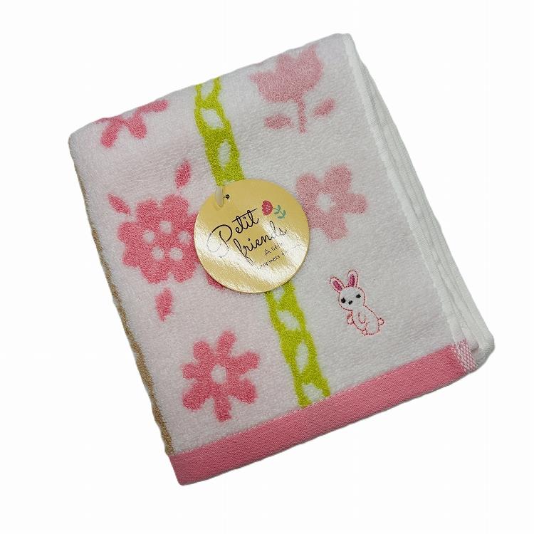 専用♥お年玉超特価❤みかん＊柔ふわ❤ヘアドライタオル♥うさflower…ピンク♥ 無撚糸プチフルール フェイスタオル 34×80cm ピンク ウサギ(ピンク