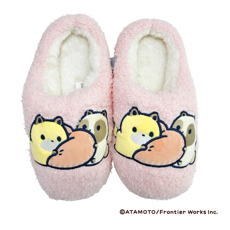 タヌキとキツネ ルームシューズ ピンク ピンク
