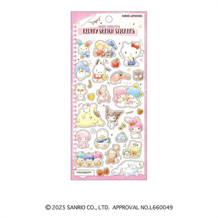 フラッフィースケッチステッカーズ サンリオキャラクターズ ピンク ピンク