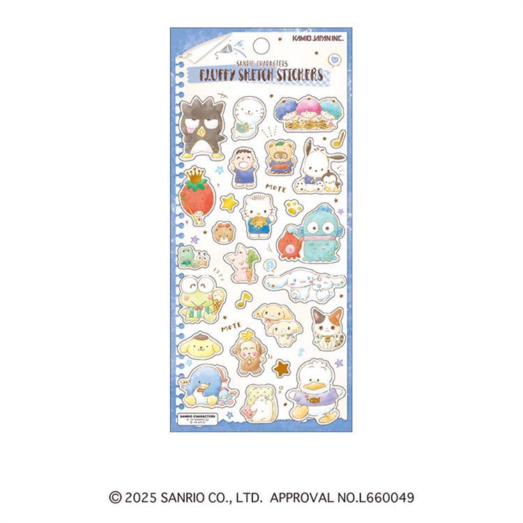 フラッフィースケッチステッカーズ サンリオキャラクターズ ブルー ブルー