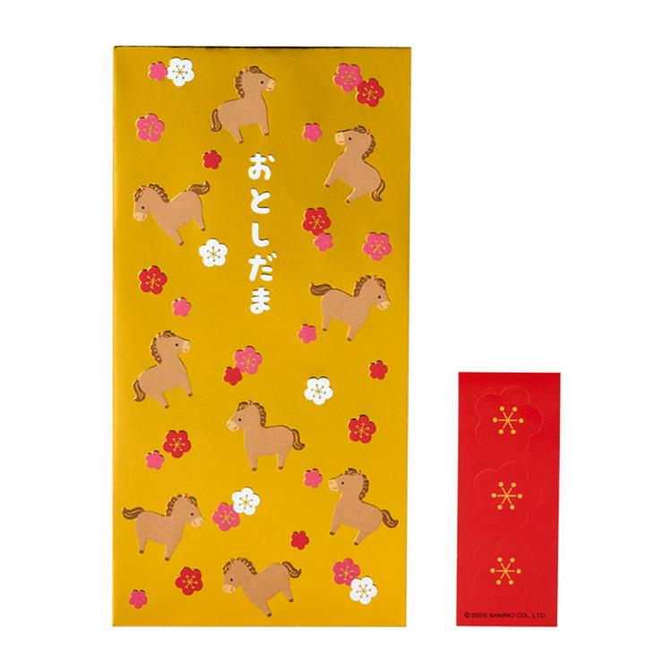 年賀ぽち袋 大判 金 ウマ 3枚入り