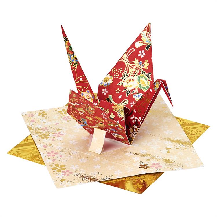 和風クリスマスカード 立体 折り鶴