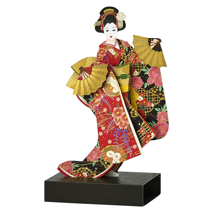 和風クリスマスカード 立体 日本人形