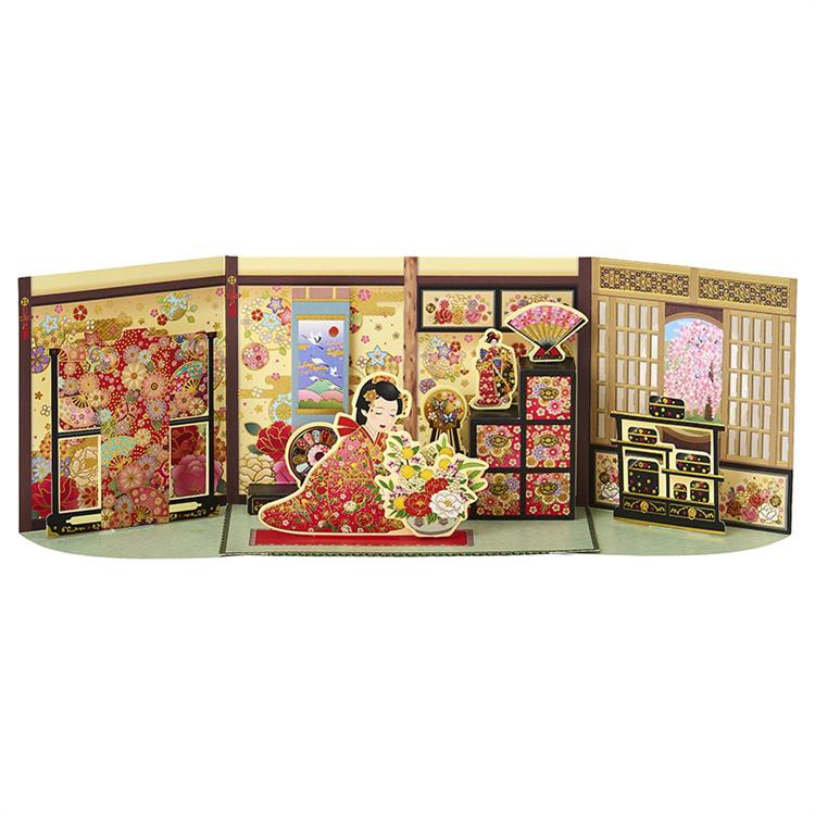 和風クリスマスカード 立体 和室