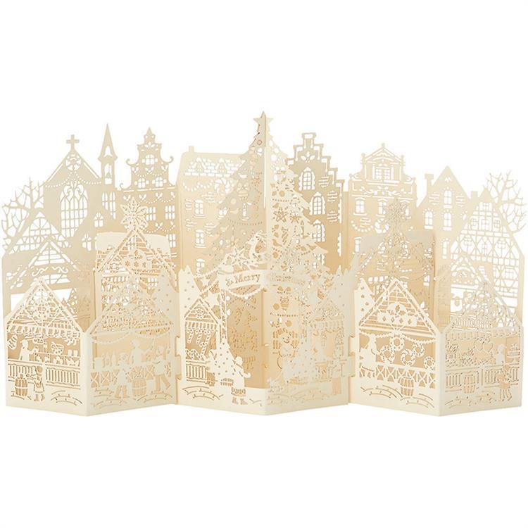 クリスマスカード 立体 白いクリスマスマーケット