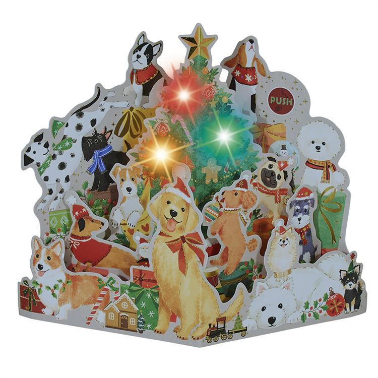 クリスマスメロディカード イヌいっぱい