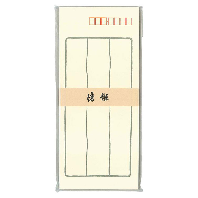 優雅 封筒 グレー罫 満寿屋