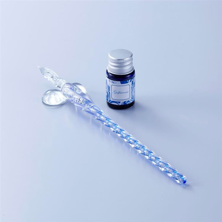 ガラスペン インク&ペンレストセット ブルー