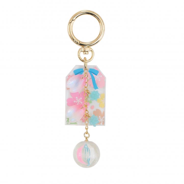 お守りバッグチャーム 桜 ブルー: ファッション＆トラベル雑貨