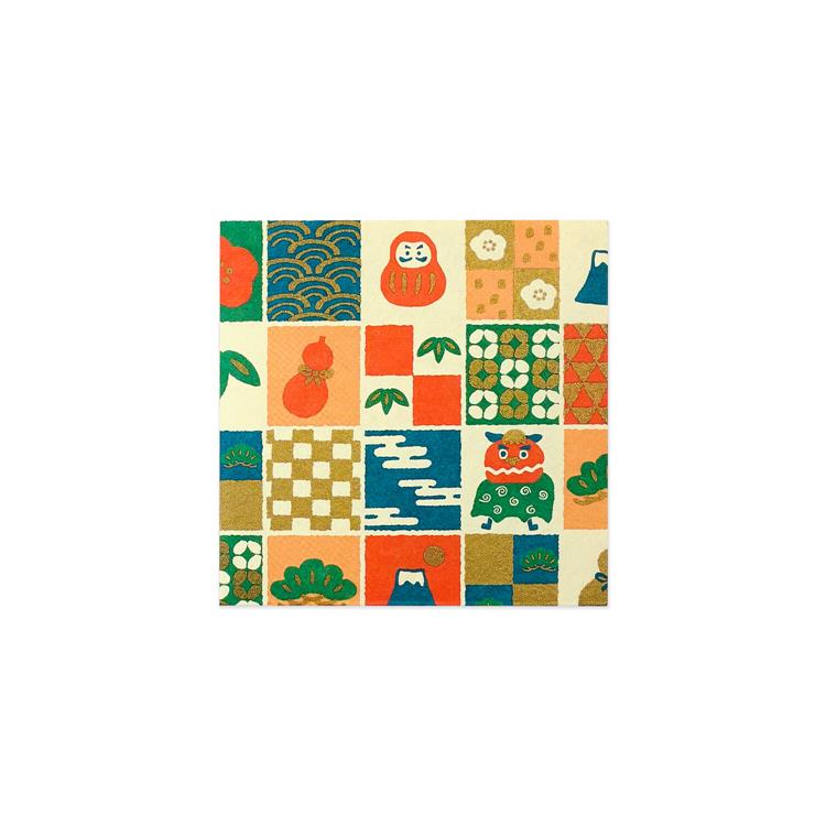 年賀ぽち袋 二つ折り ふわり和紙 遊び市松 5枚入り 遊び市松