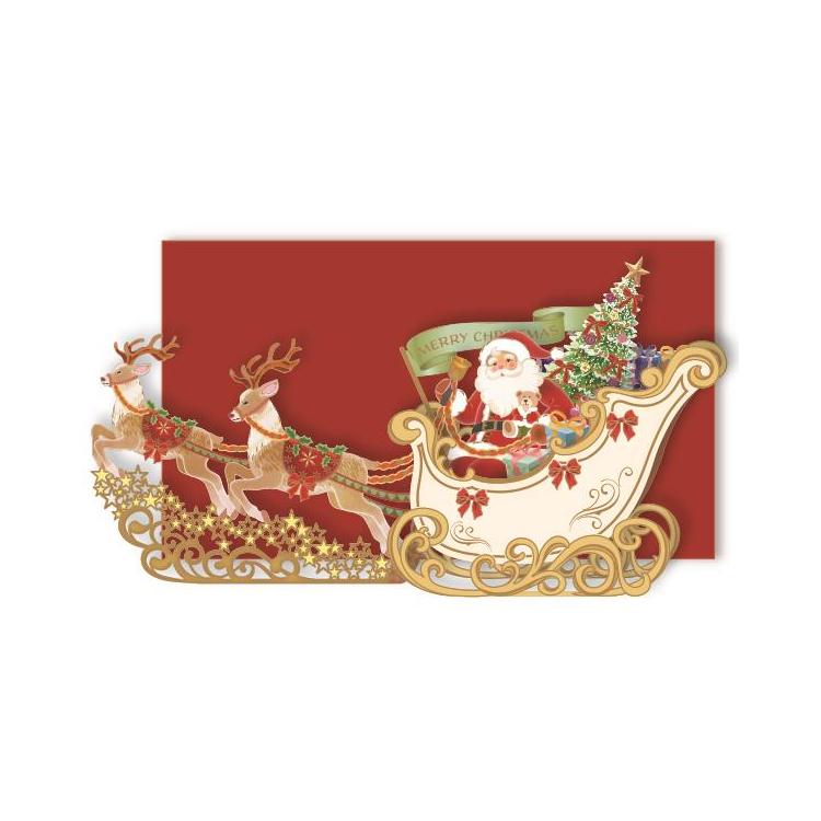 クリスマスカード 立体 そりとサンタ