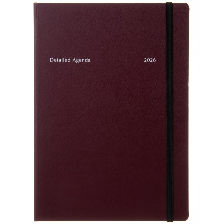 2025年12月始まり手帳 週間バーチカルレフト A5 ハードカバー ワイン ワイン