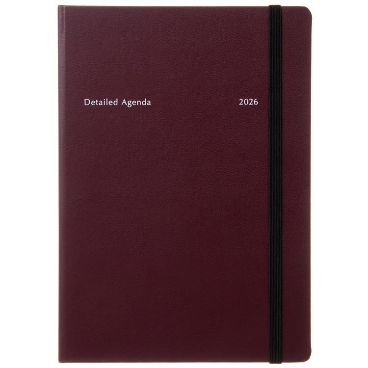 2025年12月始まり手帳 週間バーチカルレフト B6 ハードカバー ワイン ワイン
