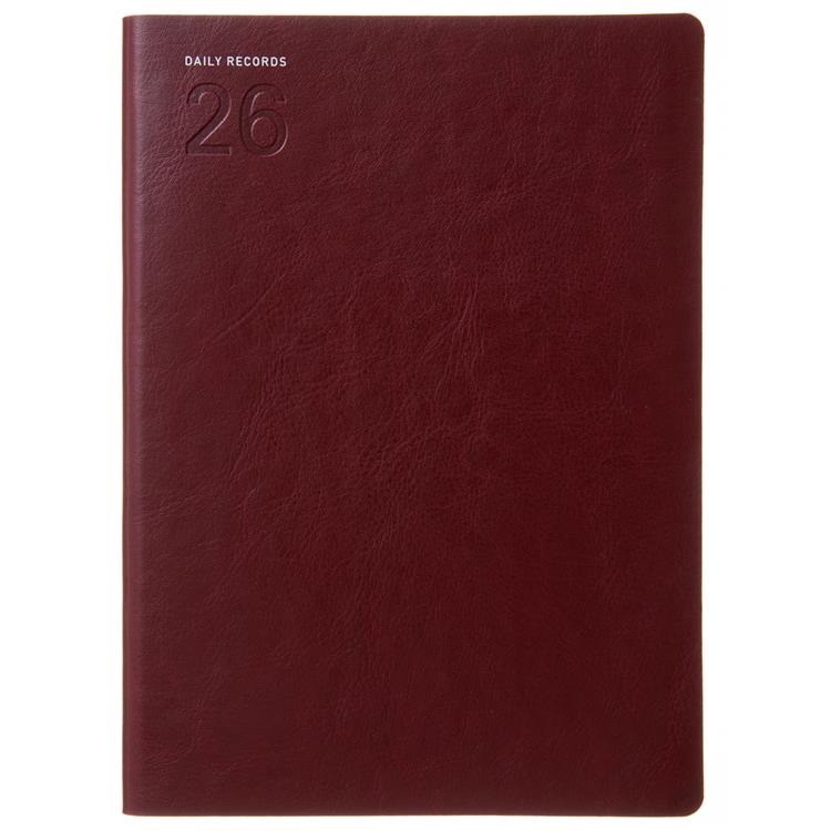 2025年12月始まり手帳 週間ブロック B6 合皮 年号 ワイン ワイン