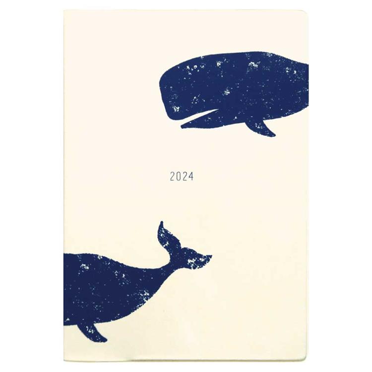 ２０２４年１月始まり手帳 月間 Ｂ６ フルカラー クジラ ホワイト 