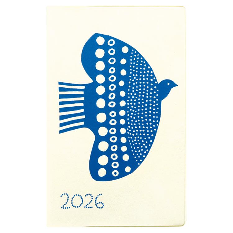 2025年10月始まり手帳 月間 B6 新書 鳥とお花 ホワイト(ホワイト
