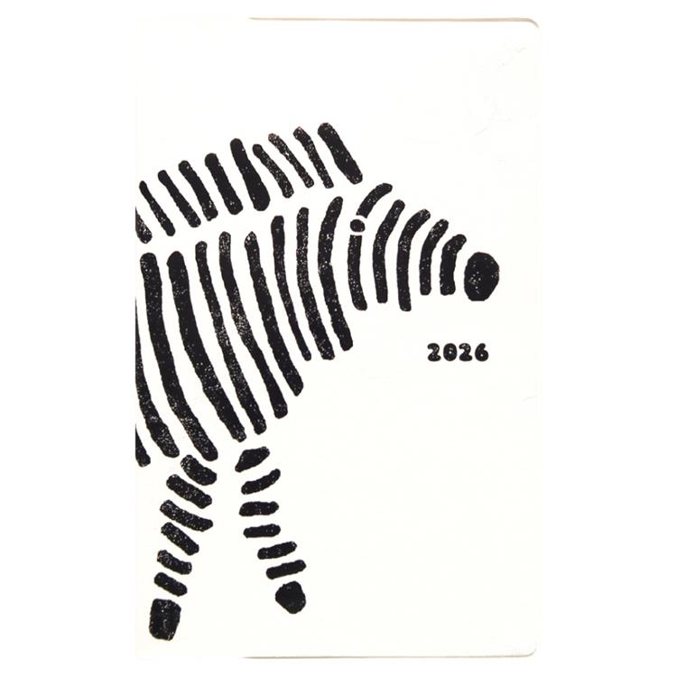 2026年1月始まり手帳 月間 B6 新書 シマウマ ホワイト ホワイト