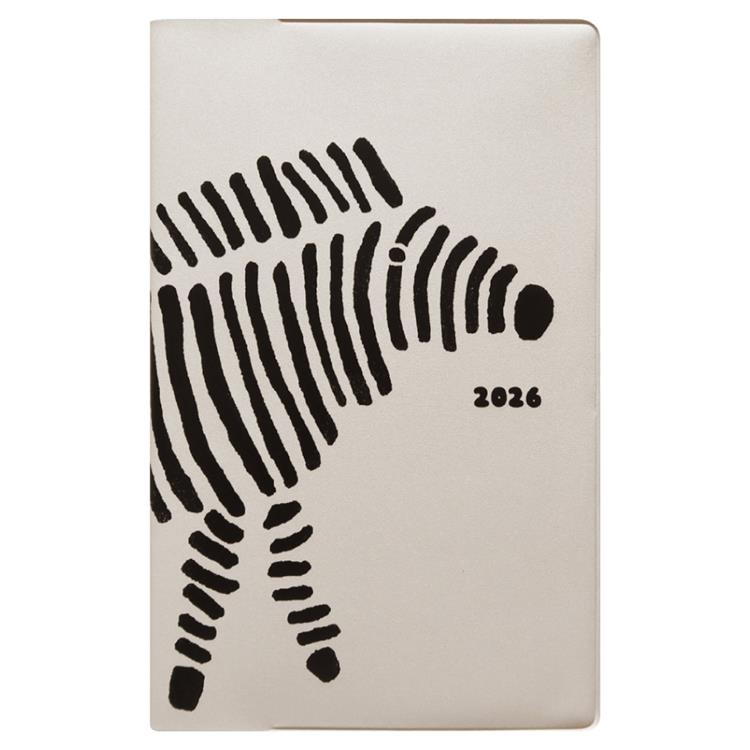 2026年1月始まり手帳 月間 B6 新書 シマウマ グレー グレー