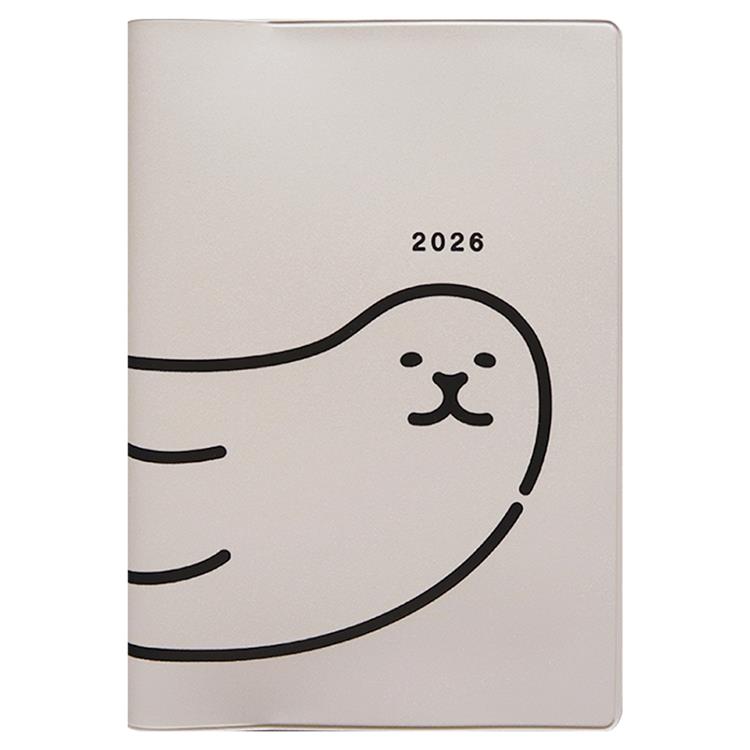 2026年4月始まり手帳 月間 B6 フルカラー アザラシ グレー グレー
