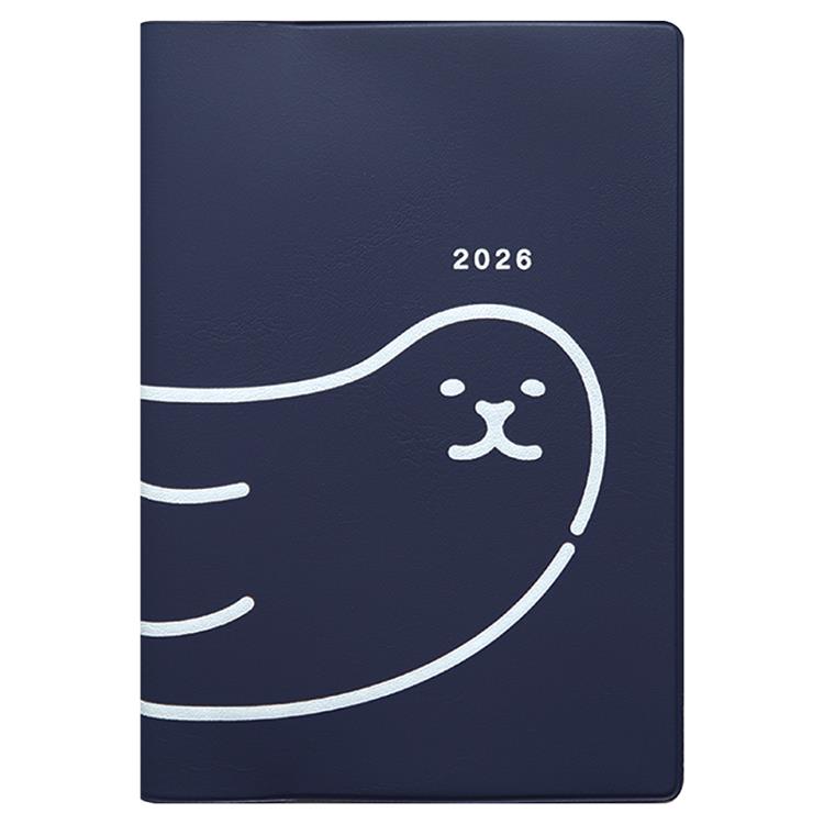 2026年4月始まり手帳 月間 B6 フルカラー アザラシ ネイビー ネイビー
