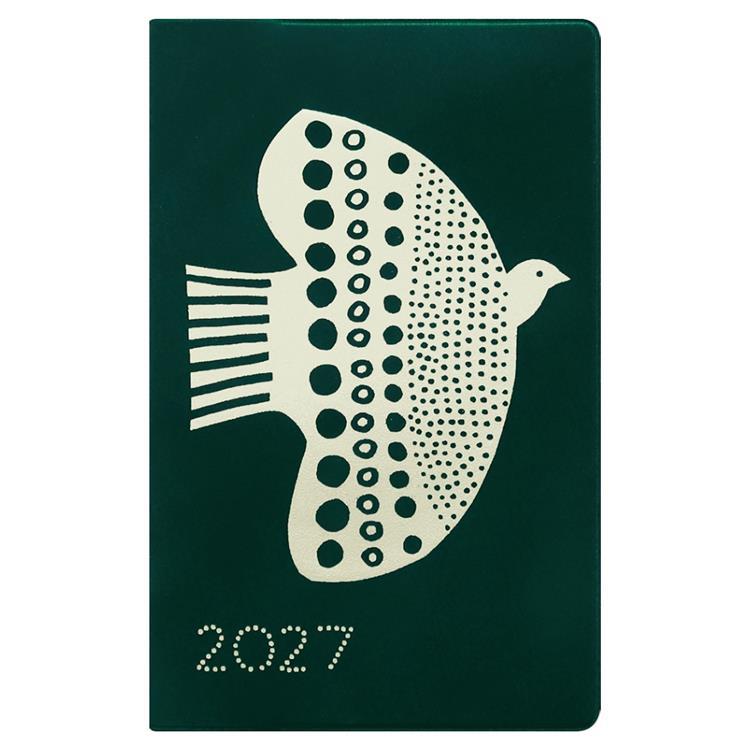 2026年10月始まり手帳 月間 新書 鳥とお花 グリーン グリーン