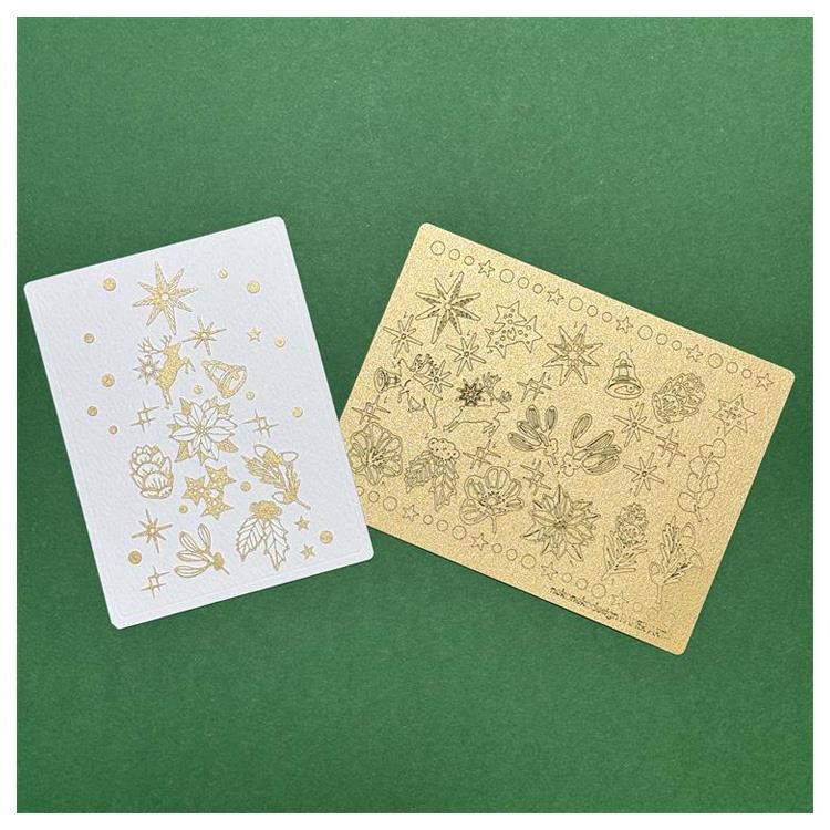 クリスマス切り絵シール レーザーカット マットゴールド マットゴールド
