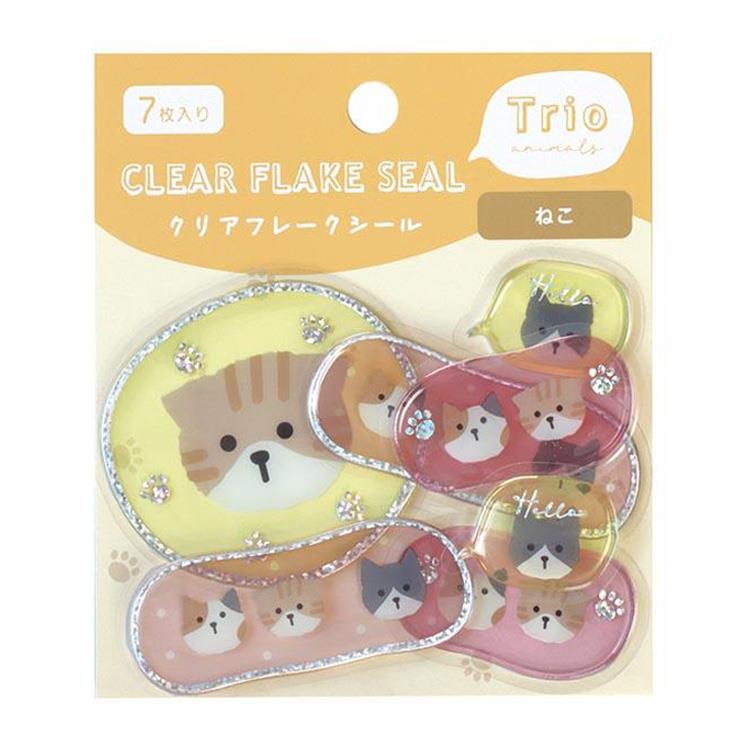 クリアフレークシール トリオ ネコ ネコ