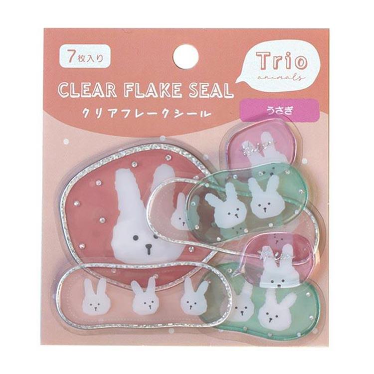 クリアフレークシール トリオ ウサギ ウサギ