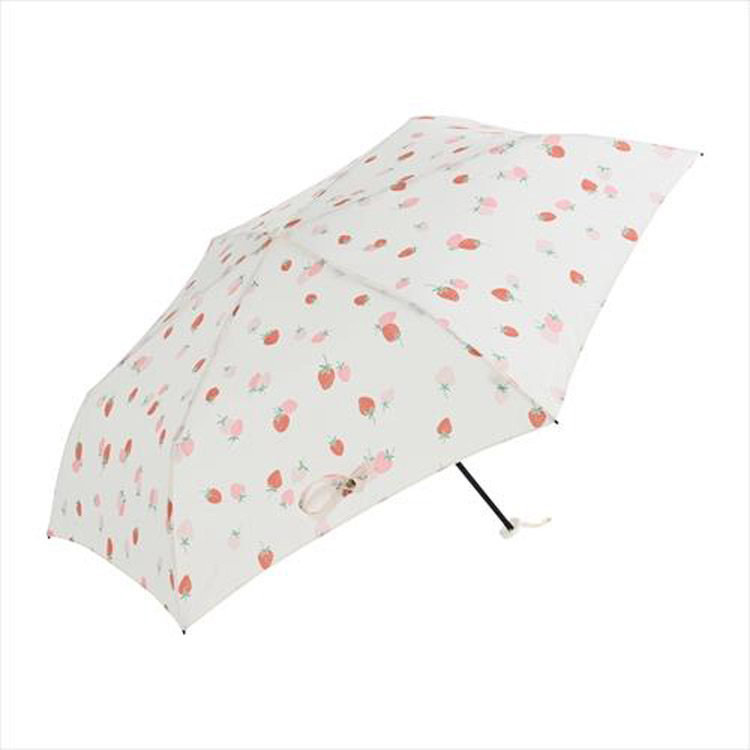 折りたたみ傘 いちご スレンダー ミニ オフホワイト ニフティカラーズ