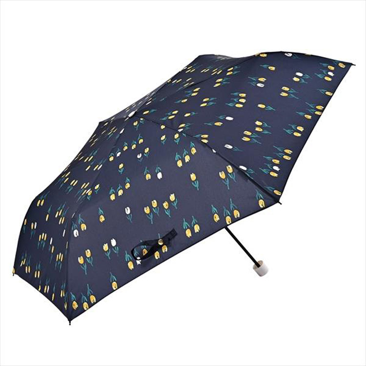 晴雨兼用 折りたたみ傘 チューリップスレンダー ミニ ネイビー