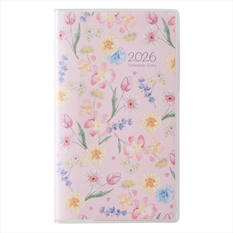 2026年4月始まり手帳 月間 B7 ペイジェム リュミエール スリム 日曜始まり ピンク ピンク