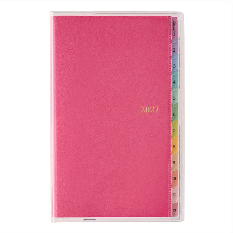 2027年1月始まり手帳 月間 B7 ペイジェム コンパクト ホットピンク ホットピンク