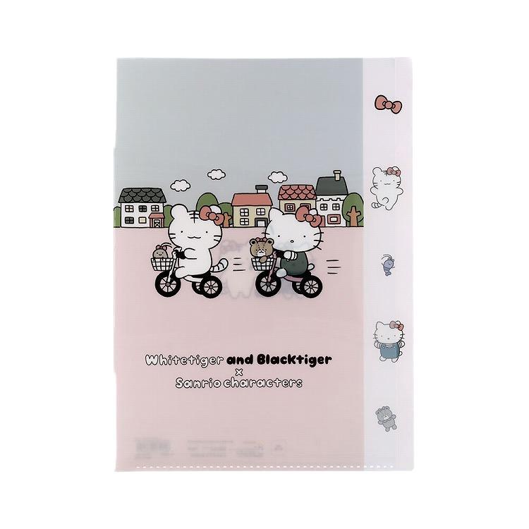 ダイカットクリアファイル ホワイトタイガーとブラックタイガー×サンリオキャラクターズ ピンク ピンク