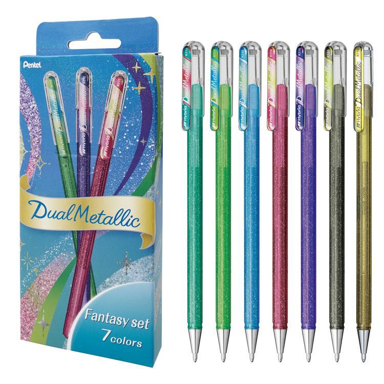 デュアルメタリック ボールペン 1.0mm ゲルインク ファンタジー7色セット ファンタジー