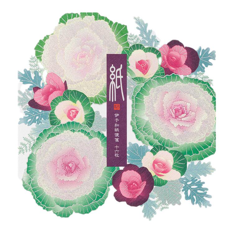 冬柄便箋 シルク 葉牡丹リース柄 葉牡丹リース柄