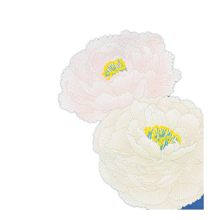 冬柄便箋 シルク 寒牡丹柄 寒牡丹柄