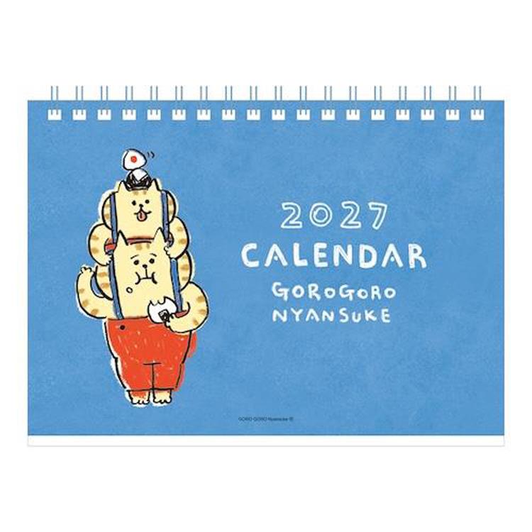 2027年1月始まりカレンダー 卓上 ごろごろにゃんすけ クレヨンらくがき クレヨンらくがき