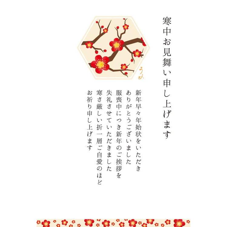 寒中見舞いはがき 六角紅梅 3枚入り