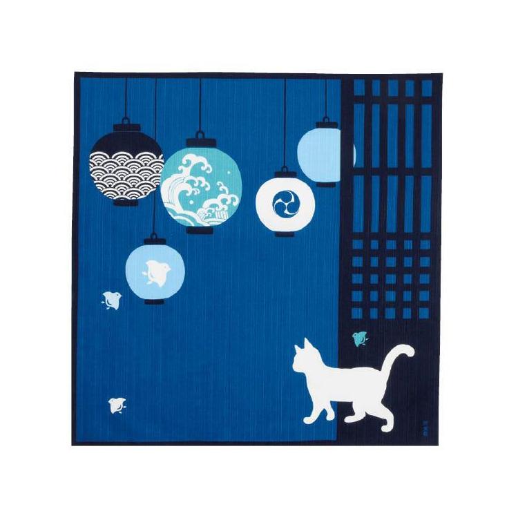 絵小布 50×50cm 猫と夏提灯 猫と夏提灯