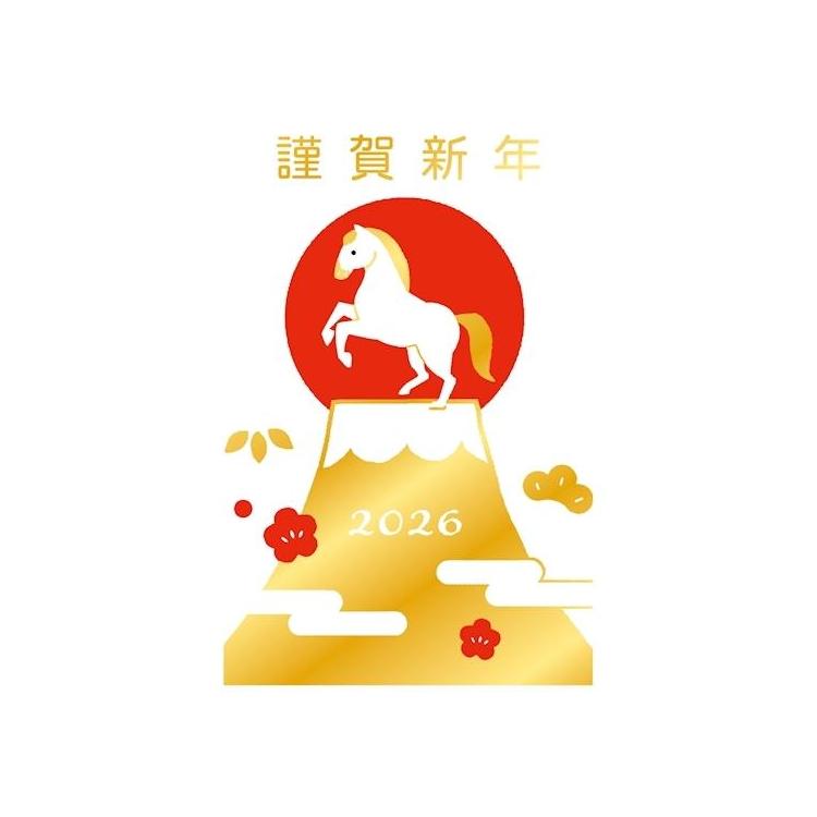 私製年賀はがき 箔 富士山午 3枚入り 富士山午