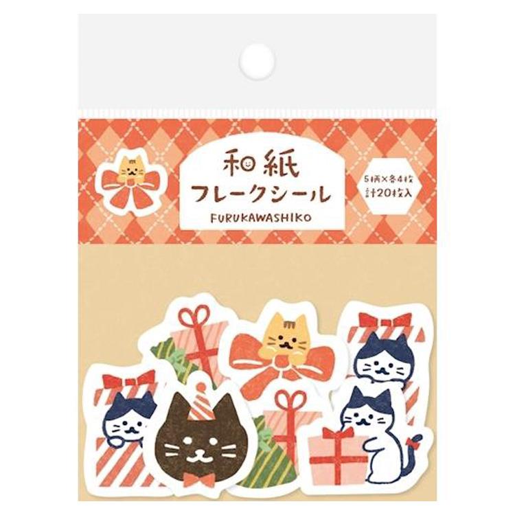 冬柄フレークシール ねことプレゼント ねことプレゼント